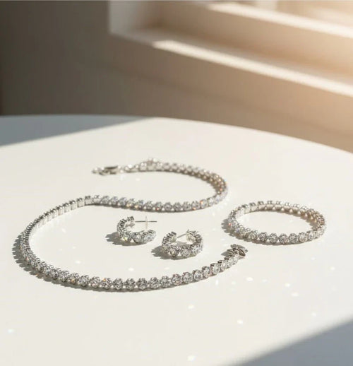 Round Cut Diamond-Style Crystal Jewelry Set